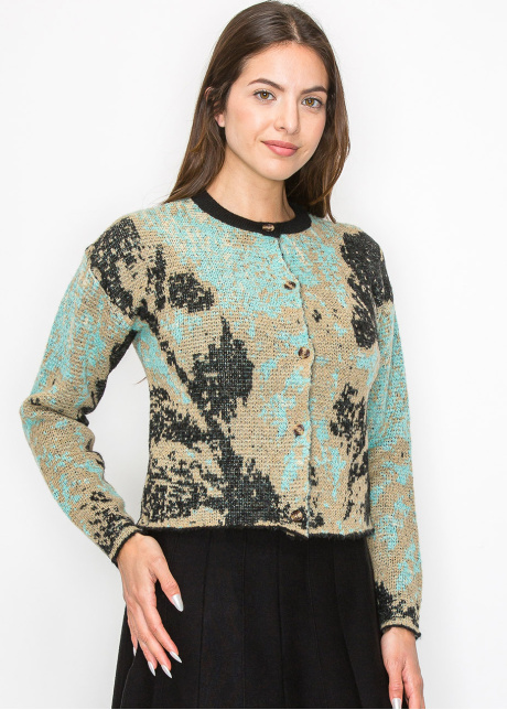 Abstract Nature Buttoned Cardigan