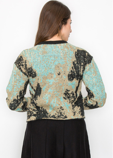 Abstract Nature Buttoned Cardigan