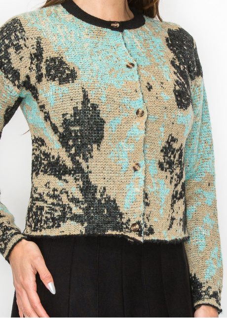 Abstract Nature Buttoned Cardigan