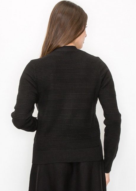 Buttoned Black Knit Cardigan with Pockets