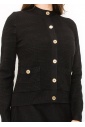 Buttoned Black Knit Cardigan with Pockets