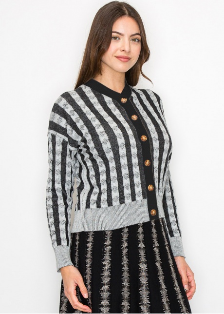 Black and Grey Buttoned Cardigan