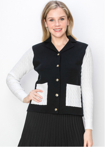 Black and White Contrast Cardigan