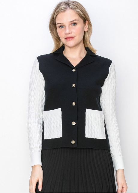 Black and White Contrast Cardigan
