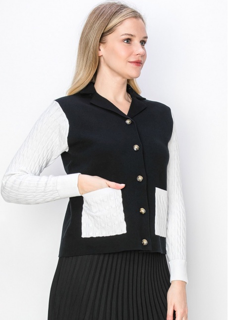 Black and White Contrast Cardigan