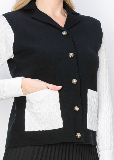 Black and White Contrast Cardigan