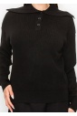 Ribbed Knit Sweater with Statement Collar