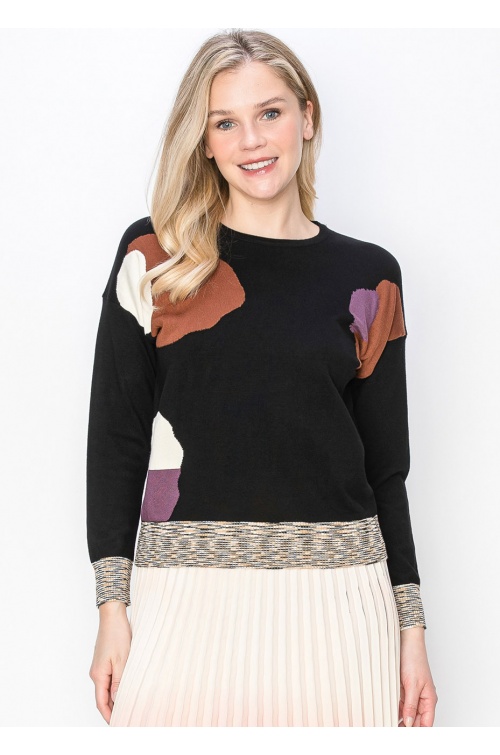 Abstract Patch Knit Sweater