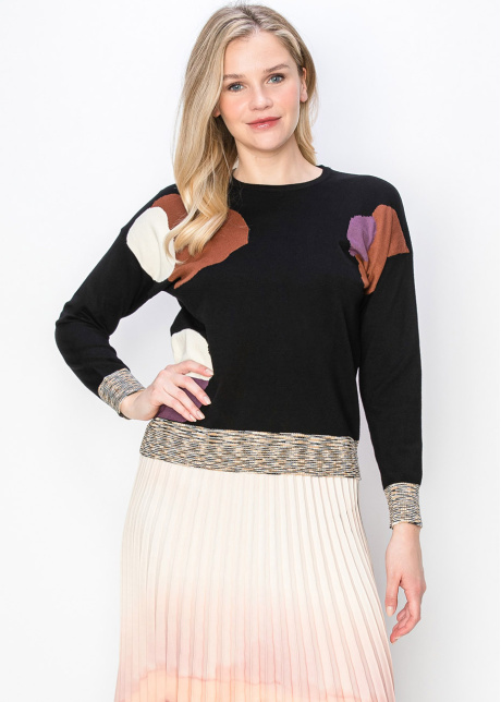 Abstract Patch Knit Sweater