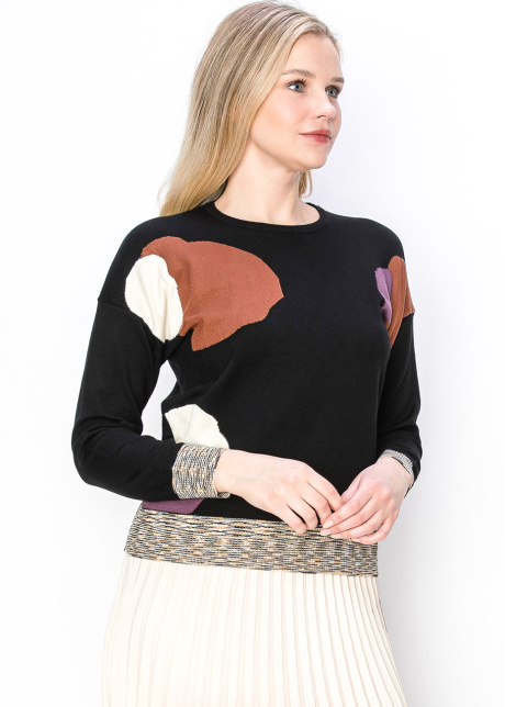 Abstract Patch Knit Sweater