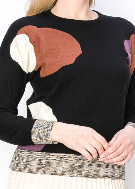 Abstract Patch Knit Sweater