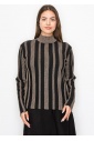 Metallic Stripe Mock Neck Top