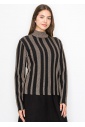 Metallic Stripe Mock Neck Top