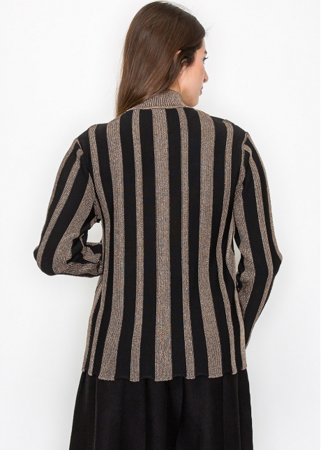 Metallic Stripe Mock Neck Top