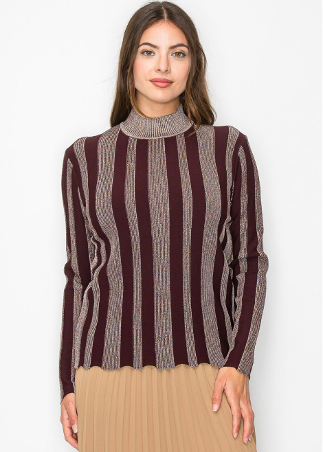 Burgundy Glow Stripe Knit Sweater