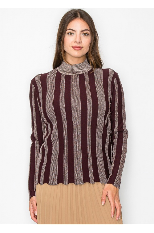 Burgundy Glow Stripe Knit Sweater