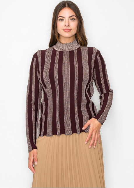 Burgundy Glow Stripe Knit Sweater