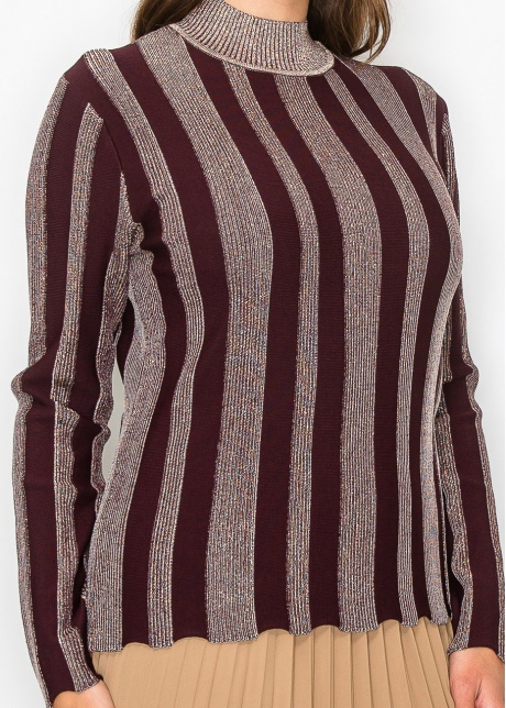 Burgundy Glow Stripe Knit Sweater