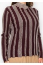 Burgundy Glow Stripe Knit Sweater