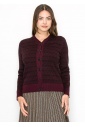 Burgundy and Black Check Knit Cardigan