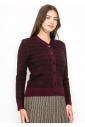 Burgundy and Black Check Knit Cardigan