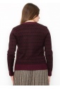 Burgundy and Black Check Knit Cardigan