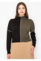 Olive-Black Colorblock Sweater