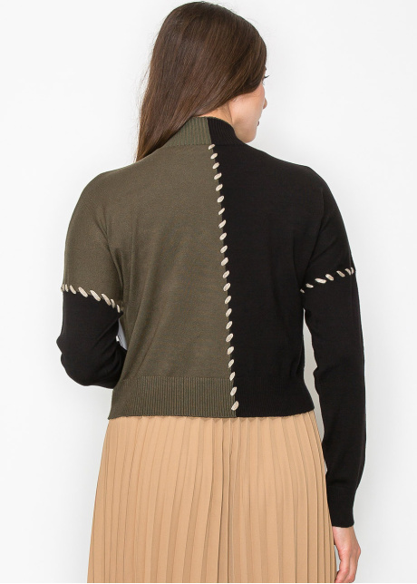 Olive-Black Colorblock Sweater