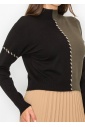 Olive-Black Colorblock Sweater