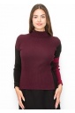 Burgundy Sweater with Color Block Sleeves