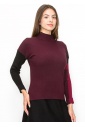 Burgundy Sweater with Color Block Sleeves