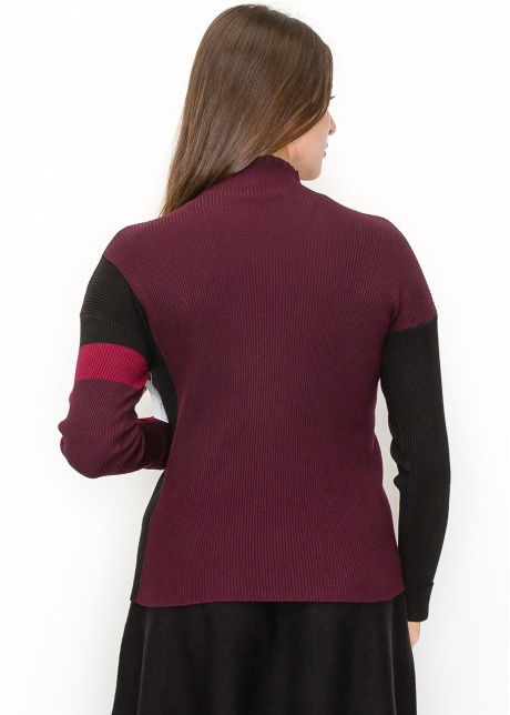 Burgundy Sweater with Color Block Sleeves