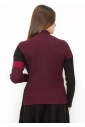 Burgundy Sweater with Color Block Sleeves