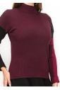 Burgundy Sweater with Color Block Sleeves