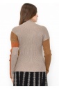 Taupe Ribbed Sweater with Warm Accents