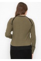 Olive and Black Trim Buttoned Cardigan