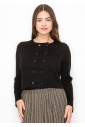 Black Double-Breasted Button Cardigan