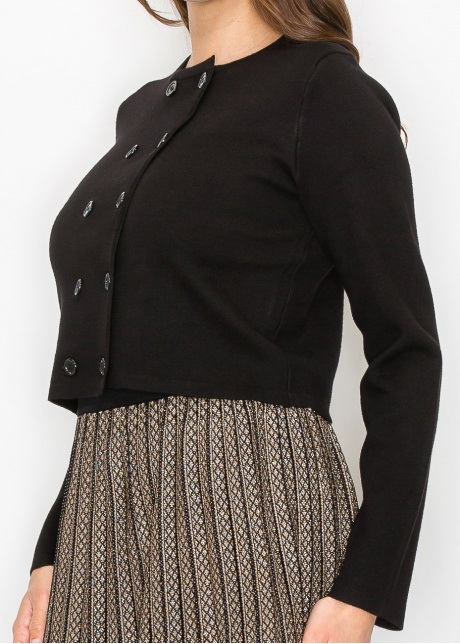 Black Double-Breasted Button Cardigan
