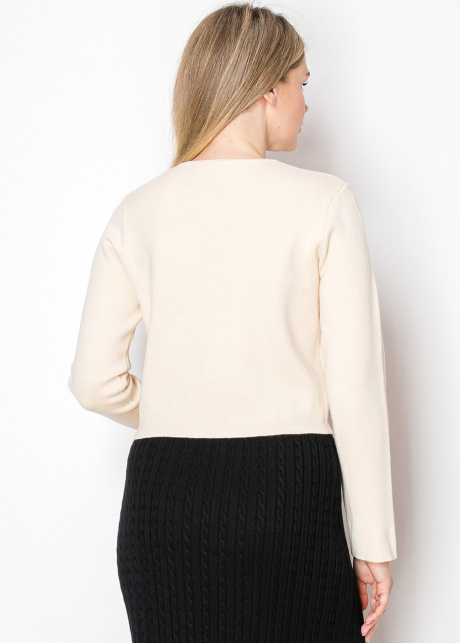 Cream Double-Breasted Button Cardigan