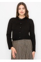 Black Knit Cardigan with Elegant Collar