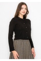 Black Knit Cardigan with Elegant Collar