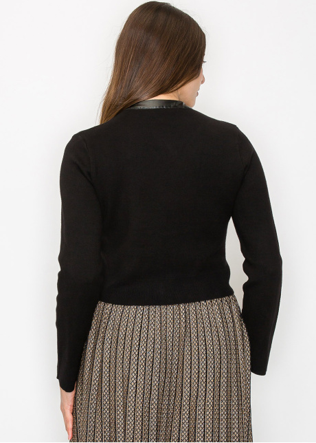 Black Knit Cardigan with Elegant Collar