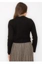 Black Knit Cardigan with Elegant Collar