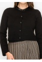 Black Knit Cardigan with Elegant Collar