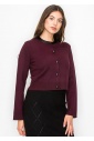 Burgundy Knit Cardigan with Elegant Collar Accent