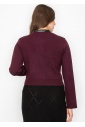 Burgundy Knit Cardigan with Elegant Collar Accent