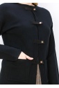 Soft Black Cardigan with Toggles and Pockets