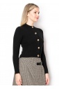 Sleek Black Cardigan with Gold Buttons