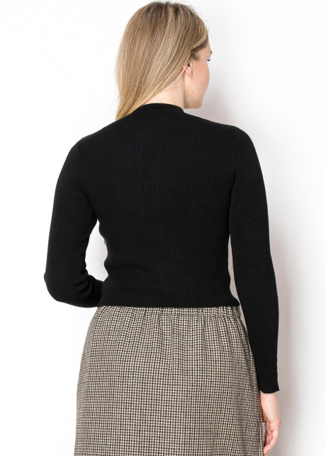 Sleek Black Cardigan with Gold Buttons
