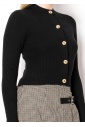 Sleek Black Cardigan with Gold Buttons